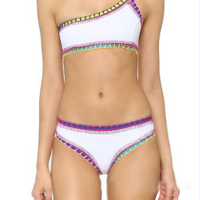 Crochet Trimmed One-Shoulder Bikini - Thumbnail 2