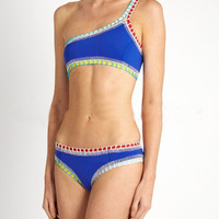 Crochet Trimmed One-Shoulder Bikini - Thumbnail 1