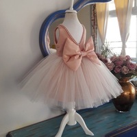 Tea Length Flower Girl Dresses with Pearls - Thumbnail 1