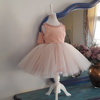 Tea Length Flower Girl Dresses with Pearls - Thumbnail 3
