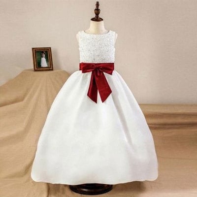 Flower girl dresses pageant gown with appliques - Thumbnail 3