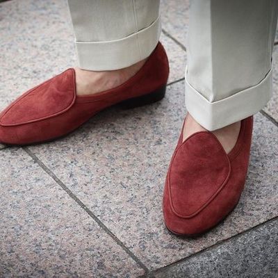 New handmade men red suede loafers slips on moccasin casual wear  shoes