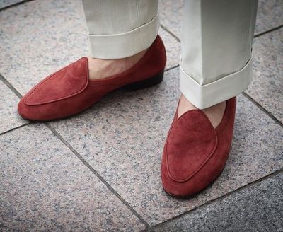 New Handmade Men Red Suede Loafers Slips On Moccasin Casual Wear  Shoes