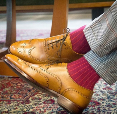 Handmade Tan Brown Wingtip Oxfords Leather Formal Wear Customize Shoes 