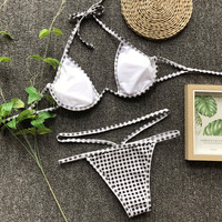 Gingham Print Halter Cut Out Bikini Sets - Thumbnail 6