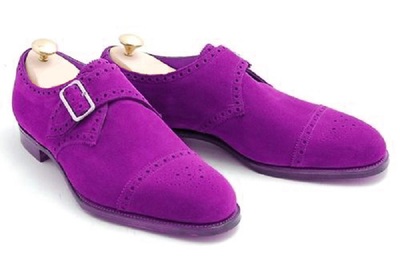 New Mens Purple Suede Single Monk Strap Casual Costume Shoes Cap to