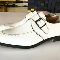 Hand Crafted White monk Straps Designing Leather Shoes, Men's Dress Shoes - Thumbnail 2