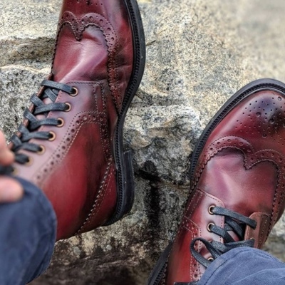 Latest handmade burgundy wingtip leather lace up formal shoes - Thumbnail 5