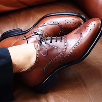 Handmade Bespoke Elegant Brown Lace Up Leather Shoes - Thumbnail 4