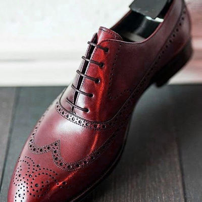 Oxfords collection mens burgundy wingtips brogue lace up formal shoes