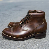 New Bespoke Handmade Fashionable Elegant Brown Lace Up Ankle High Leather Boots - Thumbnail 1