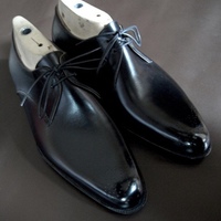 Black Leather Decent Chukka Lace Up Formal Wear Shoes - Thumbnail 1