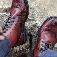 Burgundy Leather Wingtips Design Formal Wear Ankle High Ranger Boot - Thumbnail 4