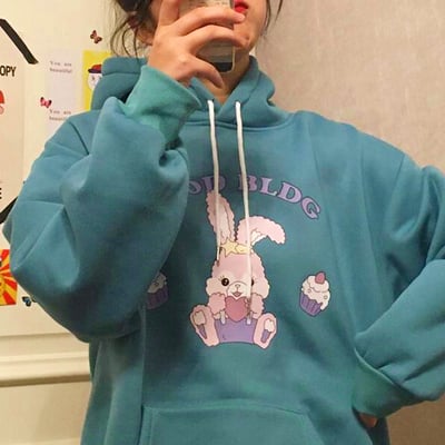 Sweet love heart bunny and cupcake hoodie sweatshirt