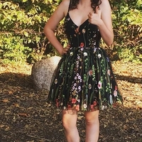 A Line Little Black Dress Lace Homecoming Dresses Short Prom Dress Party Dress - Thumbnail 1