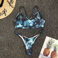 Fashion Split Fish Scale Print Bikini Swimsuit - Thumbnail 1