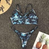 Fashion Split Fish Scale Print Bikini Swimsuit - Thumbnail 2