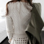 Cable Knit Sweater Womens Acrylic - Thumbnail 3