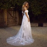 Gorgeous Ball Gown Off the Shoulder Tulle Lace Wedding Dresses - Thumbnail 2