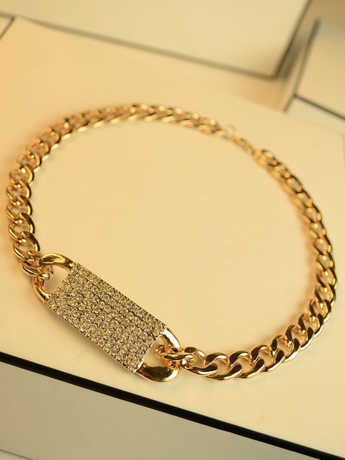 Rhinestone Collar Bone Thick Chain Necklace