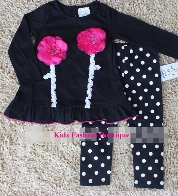 Girls Gorgeous 2-Pieces Black/Hot Pink Outfit