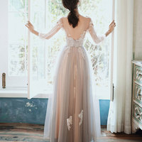 Cute tulle lace long prom dress evening dress - Thumbnail 4