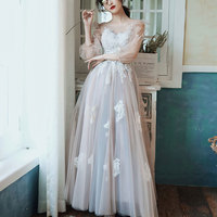 Cute tulle lace long prom dress evening dress - Thumbnail 5