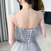 Gray tulle sequins long prom dress party dress - Thumbnail 4