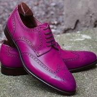 JOKER VIOLET Derby Astute Design Precise LEATHER Men Handmade Shoes - Thumbnail 4