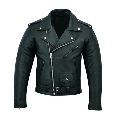  New Handmade Men's Genuine Black Leather Brand Perfect Motorcycle Biker Jacket