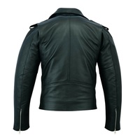  New Handmade Men's Genuine Black Leather Brand Perfect Motorcycle Biker Jacket - Thumbnail 1
