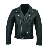  New Handmade Men's Genuine Black Leather Brand Perfect Motorcycle Biker Jacket - Thumbnail 4