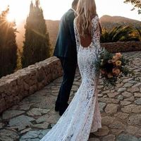 Gorgeous Mermaid Long Sleeves Lace Wedding Dresses, Beach Wedding Dresses - Thumbnail 3