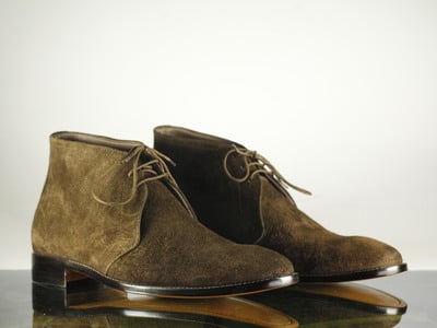 Men,s Brown Half Ankle Suede Boots. Men Dress Lace Up Fashion Boota