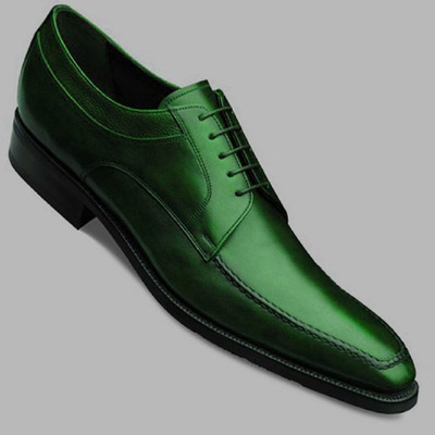 Customize BLUCHER Style In Green Color Genuine LEATHER Derby Wedding Shoes