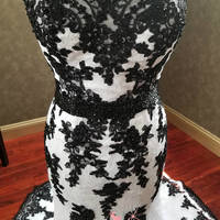 Stunning Black and White Gothic Wedding Dress with Sweetheart Neckline, Unique Wedding Dress, Alternative Bridal Gown with Corset,555 - Thumbnail 2