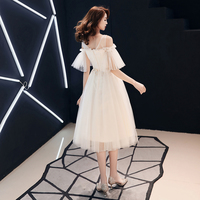 Cute champagne tulle prom dress evening dress - Thumbnail 2