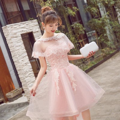Cute lace short prom dress homecoming dress - Thumbnail 4