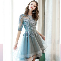 Blue lace homecoming dress bridesmaid dress - Thumbnail 5