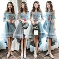 Blue lace homecoming dress bridesmaid dress - Thumbnail 7