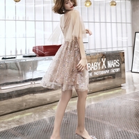 Champagne sequins short prom dress - Thumbnail 4