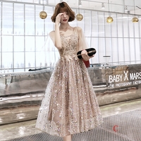 Champagne sequins short prom dress - Thumbnail 6