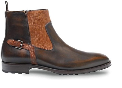  Men's Plain Toe Single Side-Zip Boot Calfskin Leather Boots with Side Buckle Handcrafted