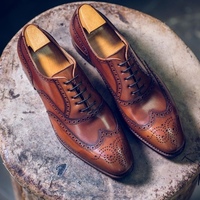 Elegant Handmade Men's Brow Shoes, Men Leather Suede Dress Formal Lace Up Shoes - Thumbnail 4