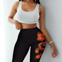 High-Rise Dragon Print Biker Shorts - Thumbnail 1