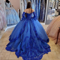 Royal Blue Princess Quinceanera Dresses 2020 Lace Applique Beaded Sweetheart Lace-up Corset Back Sweet 16 Dresses evening Dress，562 - Thumbnail 1
