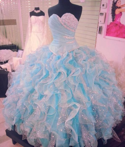 Luxury 2019 Bling Bling Ball Gown Prom Dresses Beaded Crystals Ruffles Organza Sweet 16 Dresses Quinceanera Dress vestidos de quinceañera,563