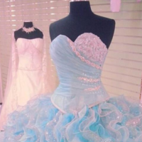 Luxury 2019 Bling Bling Ball Gown Prom Dresses Beaded Crystals Ruffles Organza Sweet 16 Dresses Quinceanera Dress vestidos de quinceañera,563 - Thumbnail 2