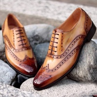 Mens Oxfords Two Tone Leather Decent Wingtips Brogue Lace Up Shoes - Thumbnail 4