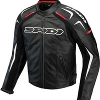 Spidi Track Leather Motorcycle Racing Jacket - Black / White / Red - Thumbnail 4